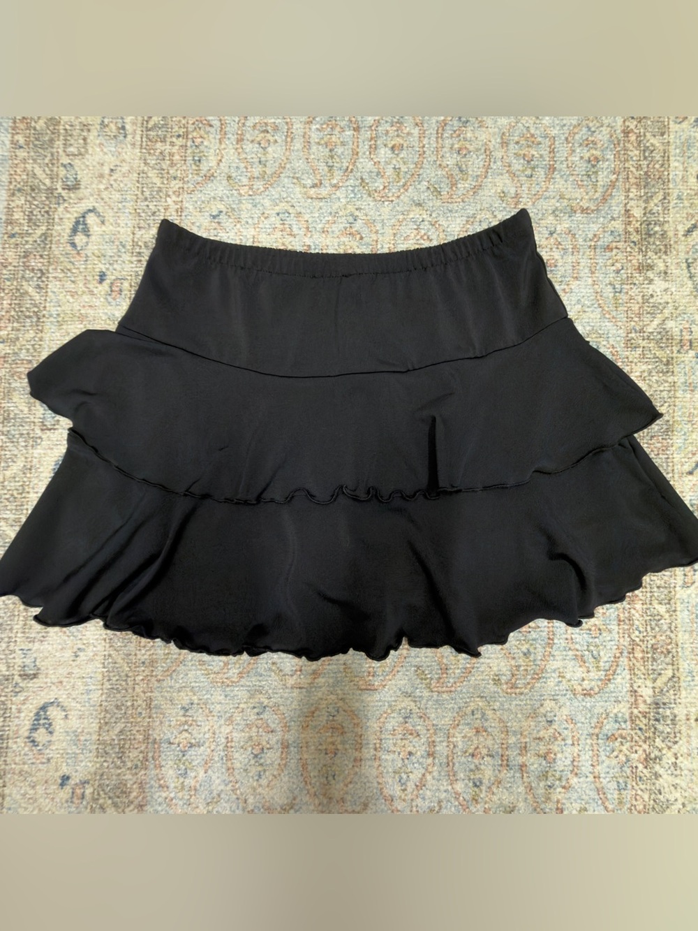 Girls' Black Tiered Ruffle Skirt with Elastic Waistband& under shorts 10/12